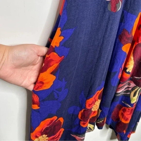 Maeve Anthropologie Navy Floral Sleeveless Mock Neck Swing Dress Size Small - Picture 4 of 9